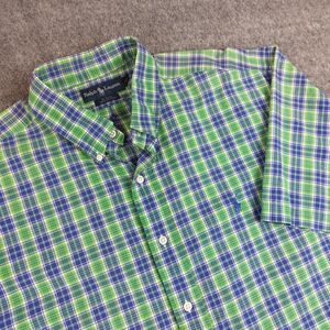 Ralph Lauren Shirt Mens XL Blake Relaxed Button Down Plaid Short Sleeve Pony